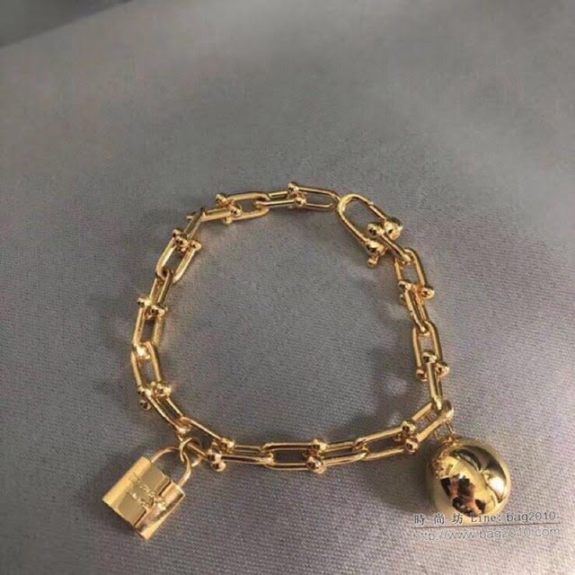 Tiffany飾品 蒂芙尼女士專櫃爆款關節U型鏈環手鏈 Tiffany鎖愛心吊墜手鏈  zgt1734